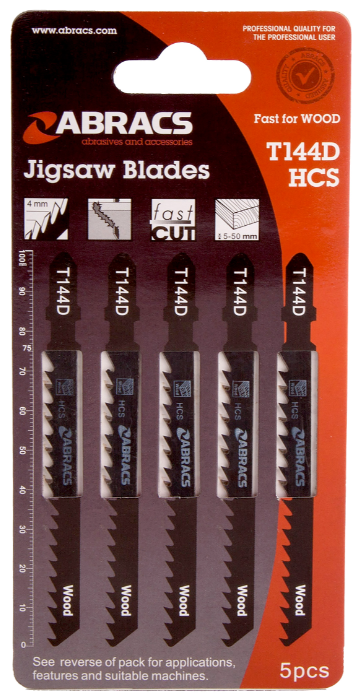 Abracs Decoupeerzaag HCS Tandafstand 4 mm Hout T144D (5 stuks)