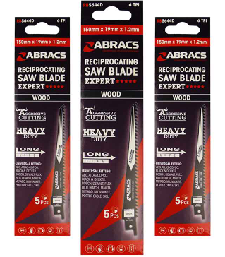 Abracs Reciprozagen HCS 150 x 19 x 1.2 mm Hout 3 TPI (5 stuks)