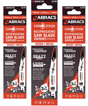 Abracs Reciprozagen BIM Demolition 150  x 22 x 1.6 mm 10 TPI (3 stuks)